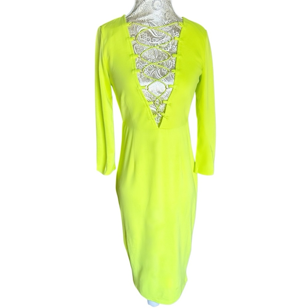 Sexy Stretchy Party Club Dancer Lime Green Dress Summer Miami Bodycon Size 10